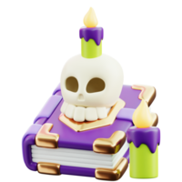 Creepy book with skull 3D Halloween Icon for uiux, web, app, infographic, etc png