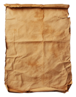 Old, crumpled parchment paper with rustic texture png