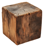 Rustic wooden block with a weathered texture png