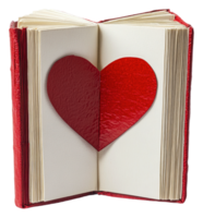 Open book with a heart cutout in the pages png