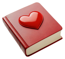 Red heart-covered book resting on a white surface png