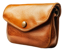 Elegant brown leather wallet with button closure png