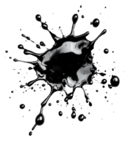 Dynamic black paint splash on a white background, cut out - stock . png