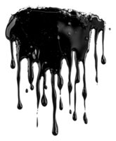 Black paint drips creating a fluid texture design, cut out - stock . png