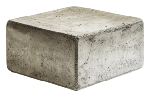 Concrete block displayed against plain background, cut out - stock . png