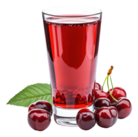 Fresh cherry juice in a glass with ripe cherries, cut out - stock . png
