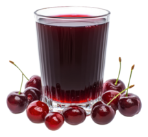 Cherry juice with fresh cherries, cut out - stock . png