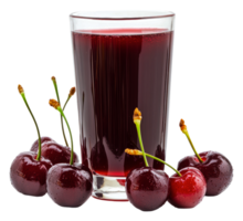 Cherry juice with fresh cherries, cut out - stock . png