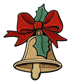 festivo fiesta campana adornado con acebo y cinta, cortar fuera - valores . png