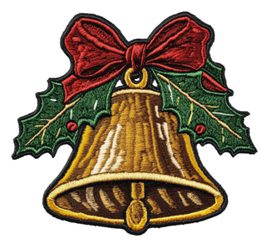 decorativo fiesta campana con arco y acebo hojas, cortar fuera - valores . png