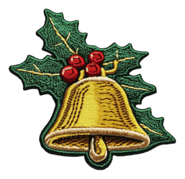 dorado campana ornamento con acebo y bayas diseño, cortar fuera - valores . png