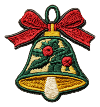 Navidad campana ornamento con arco y acebo diseño, cortar fuera - valores . png