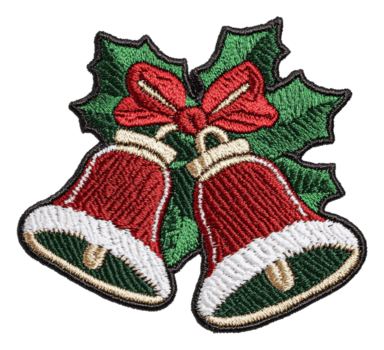 Navidad campanas con acebo y cinta, cortar fuera - valores . png