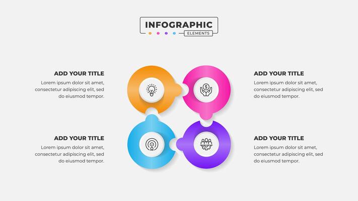 4 Steps business process puzzle infographic template