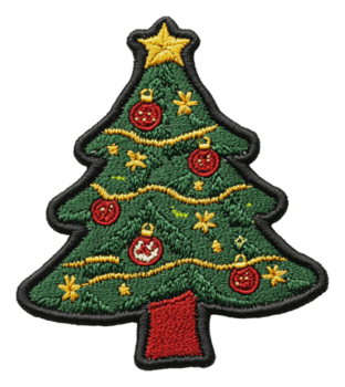 vistoso bordado Navidad árbol con adornos, cortar fuera - valores . png