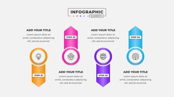 4 steps business process infographic design template vector