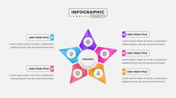 5 steps business process infographic design template vector