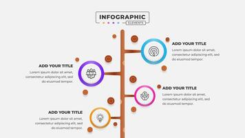 4 steps business process tree infographic design template vector