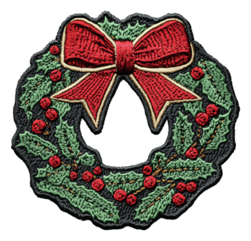 bordado Navidad guirnalda con rojo arco diseño, cortar fuera - valores . png