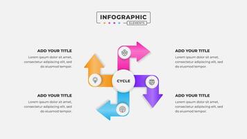 4 steps business cycle infographic design template vector