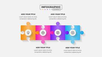 4 Steps business process puzzle infographic template vector