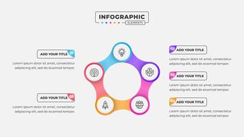5 steps business process infographic design template vector