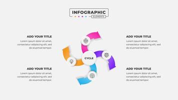 4 steps business cycle infographic design template vector