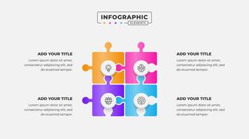 4 Steps business process puzzle infographic template vector