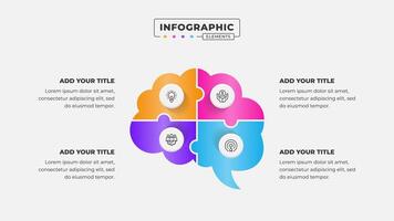 4 Steps business process puzzle infographic template vector