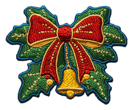 acebo y campana parche decoración, cortar fuera - valores . png