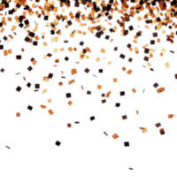 Colorful confetti falls against a white background, cut out - stock . png