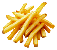 Crispy golden fries on white background, cut out - stock . png