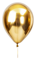 Shiny golden balloon floating in bright setting, cut out - stock . png