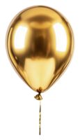 Golden balloon floating on plain backdrop, cut out - stock . png