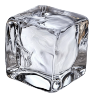 Clear ice cube resting on a smooth surface, cut out - stock . png