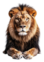 Lion resting on a white background, cut out - stock . png