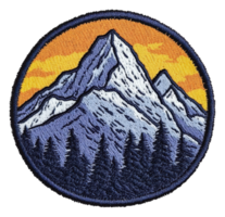 Snowy peaks at sunset in mountain patch, cut out - stock . png