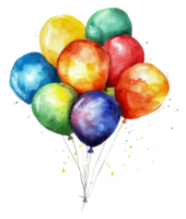 Whimsical celebration with floating balloons, cut out - stock . png