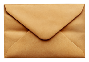 Mail-ready brown envelope on plain bg, cut out - stock . png