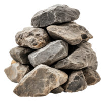 A pile of assorted rocks collected from the beach, cut out - stock . png