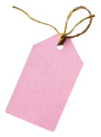 Simple pink tag with twine for various uses, cut out - stock . png