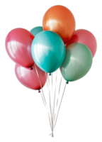 Festive display of colorful balloons, cut out - stock . png