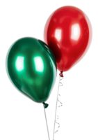 Colorful green and red balloons for a celebration, cut out - stock . png