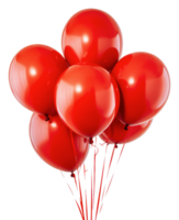 Red balloons floating in celebration, cut out - stock . png