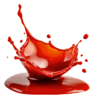 Red liquid splashes on white backdrop, cut out - stock . png