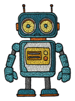 Retro colorful robot design with unique traits, cut out - stock . png