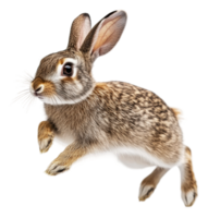 A rabbit leaps playfully in a bright setting, cut out - stock . png