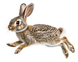 A rabbit leaping across an open field in spring, cut out - stock . png