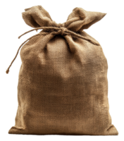 A burlap sack tied securely in a rustic style, cut out - stock . png
