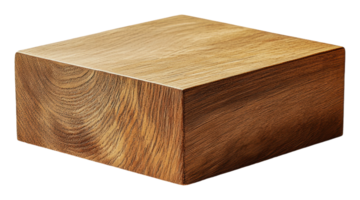 Simple wooden block on a white surface indoors, cut out - stock . png